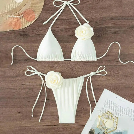 Bikini Set Flower Decor