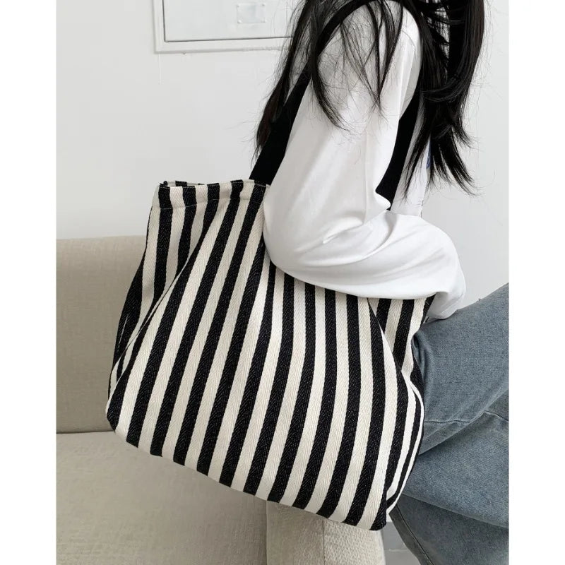 Ριγέ Canvas Tote Bag