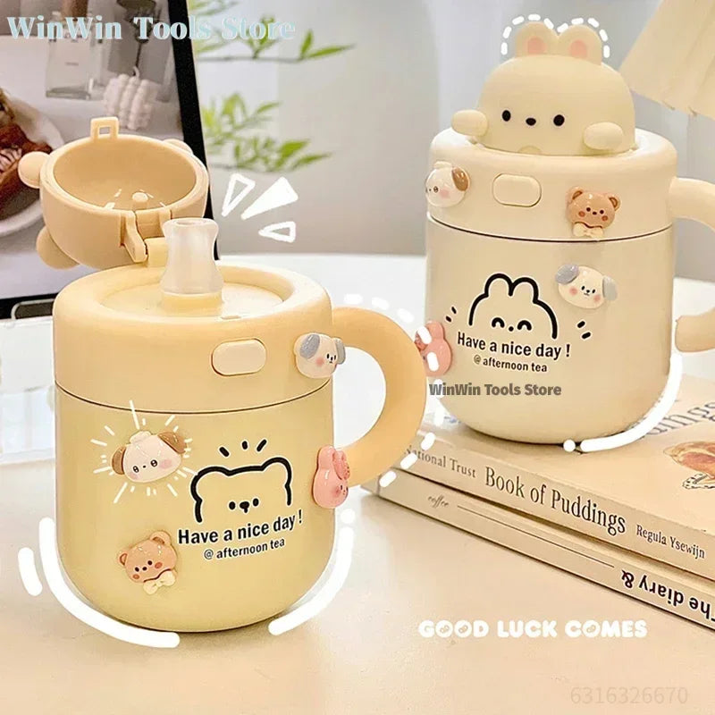 Kawaii Bear Coffee Thermal Cup For Hot Cold Drinks