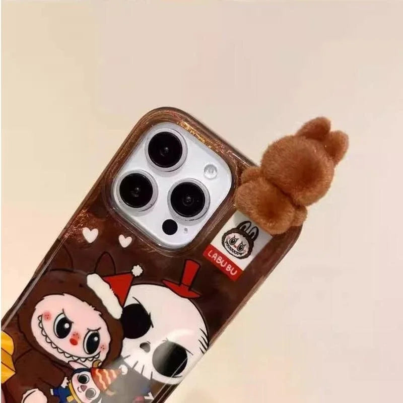 Cartoon Labubu Premium Silicone Phone Case for iPhone 16/15 pro Max/14/13 Cute Protective Cover Compatible with Multiple Models