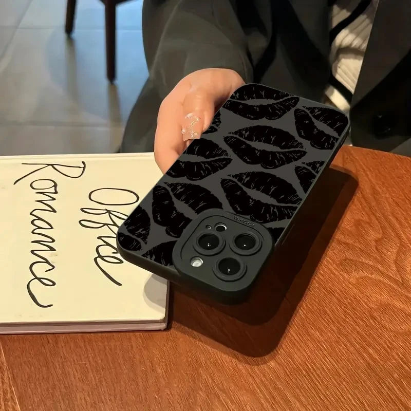 Lip Printed Phone Case For iPhone 16 15 14 13 12 11 Pro Max XS XR 7 8 Plus SE 2020 12 Mini Shockproof Silicone Bumper Back Cover