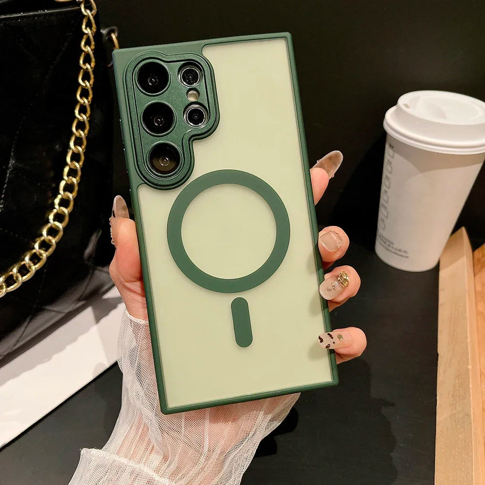 Luxury Matte Armor Magsafe Case – Μαγνητική Θήκη Κινητού με Προστασία & Wireless Charging (Samsung S23/S24/S25 Series)