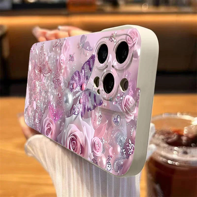 Pink Rose Flower Case For Samsung Galaxy S25 S24 Ultra 5G S23 S22 Plus S21 FE A56 A15 A35 A55 A34 A54 A33 A53