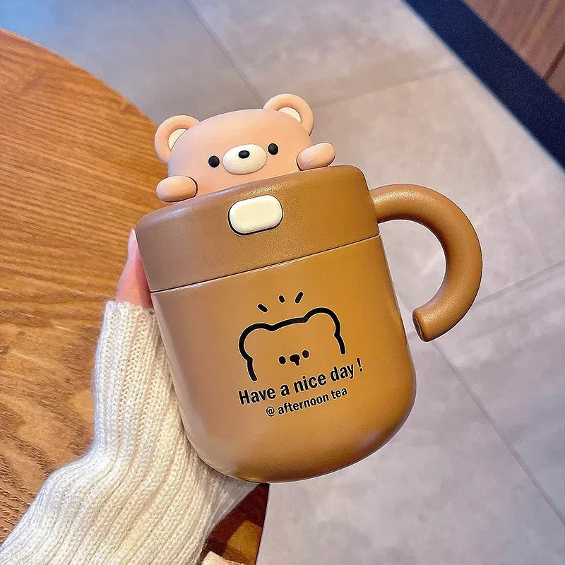 Kawaii Bear Coffee Thermal Cup For Hot Cold Drinks