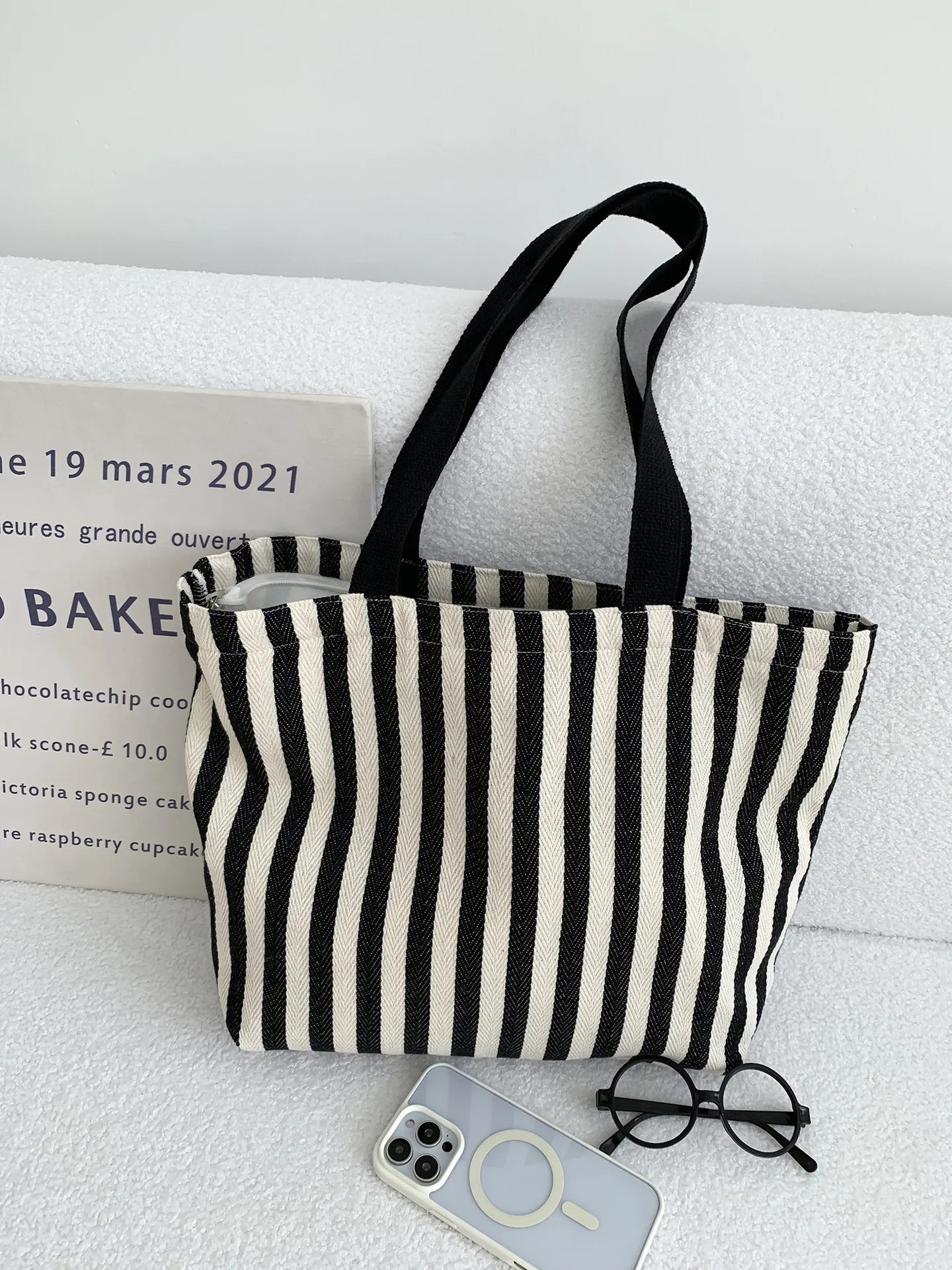 Ριγέ Canvas Tote Bag