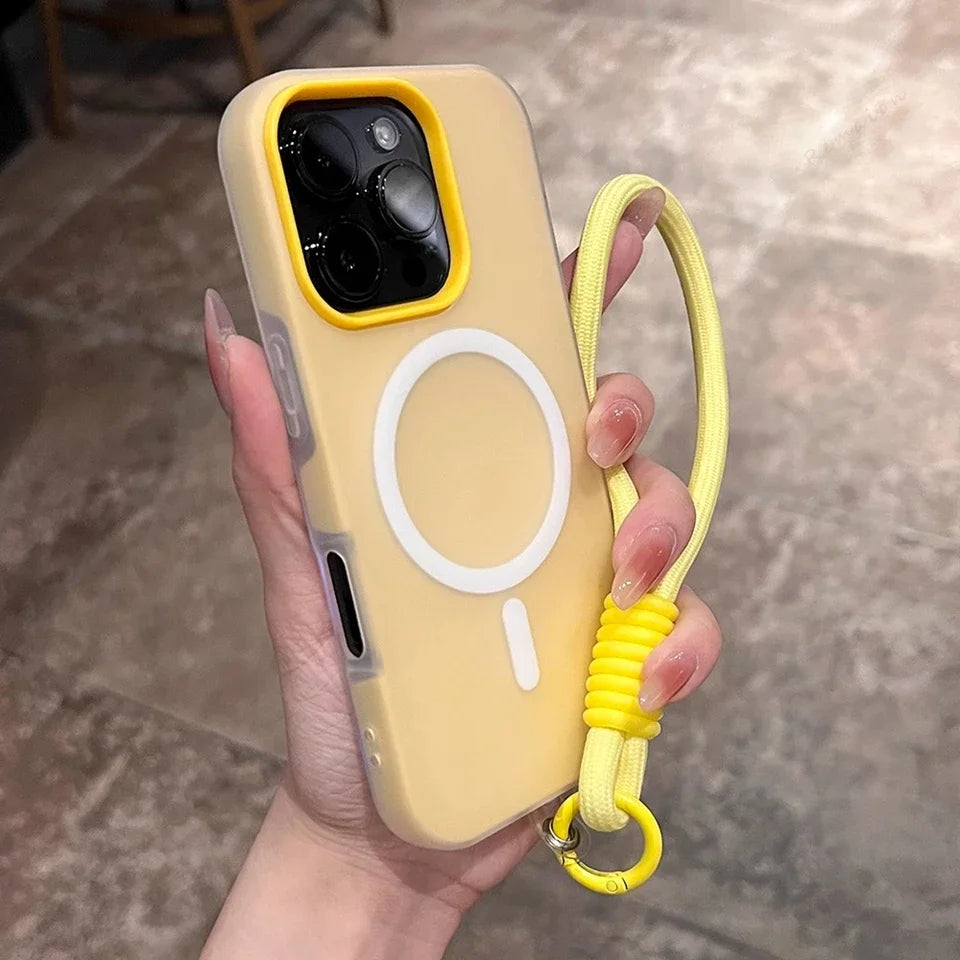 Magnetic Wrist Strap Phone Case for iPhone 16E 15 14 Plus 13 12 11 16 Pro Max