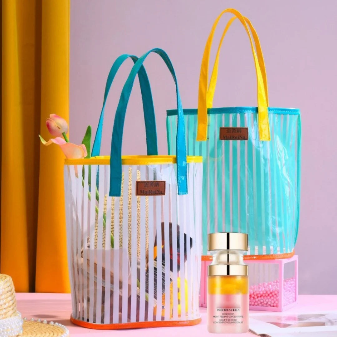 Διάφανη Beach Bag Ριγέ