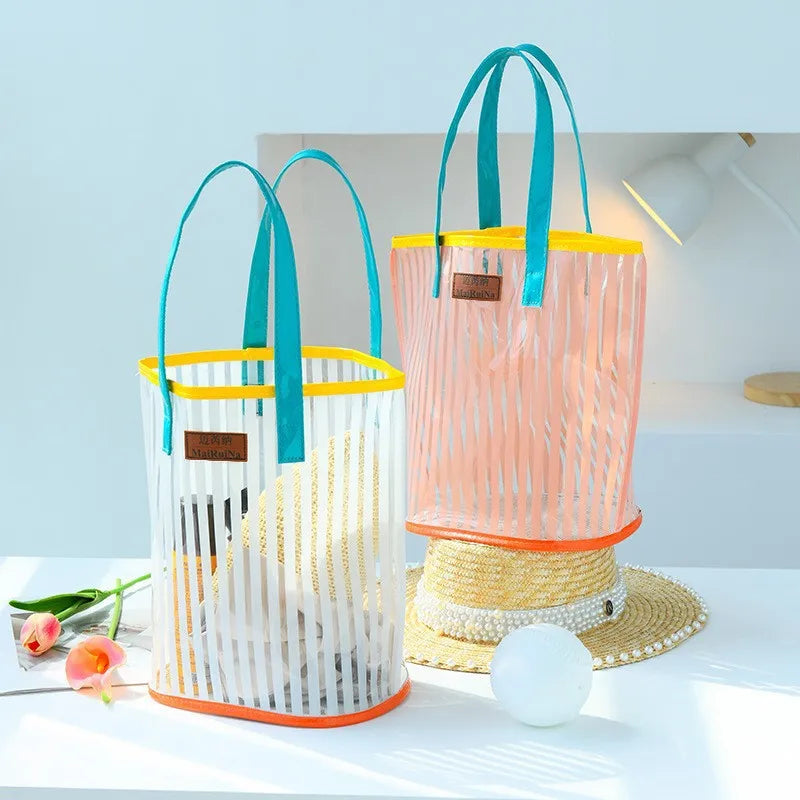 Διάφανη Beach Bag Ριγέ