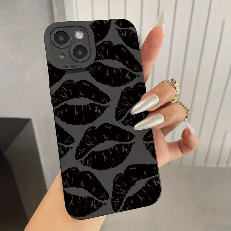 Lip Printed Phone Case For iPhone 16 15 14 13 12 11 Pro Max XS XR 7 8 Plus SE 2020 12 Mini Shockproof Silicone Bumper Back Cover