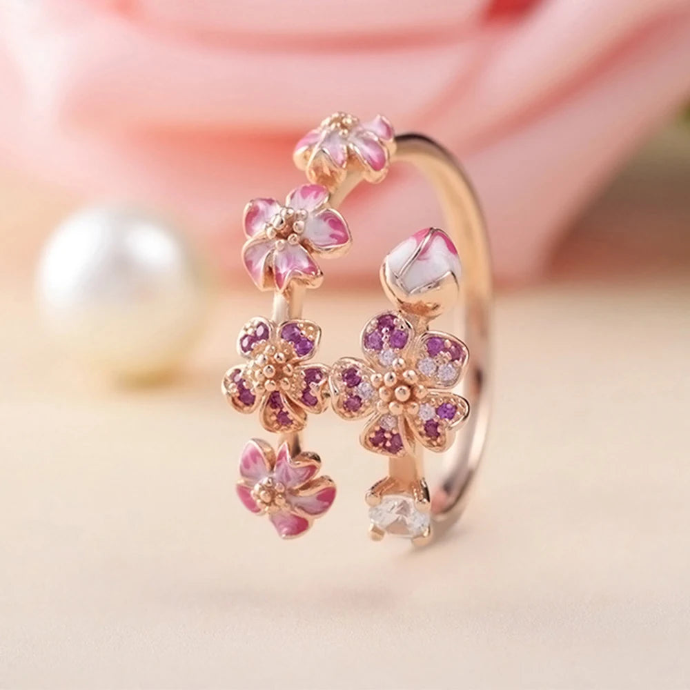 Silver Pink  Open Ring