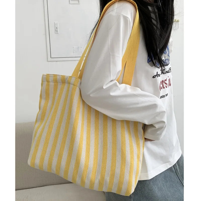 Ριγέ Canvas Tote Bag