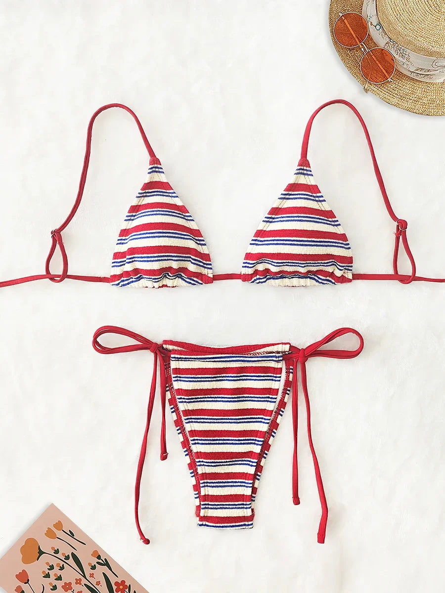 Stripe Triangle Bikini ❤️☀️