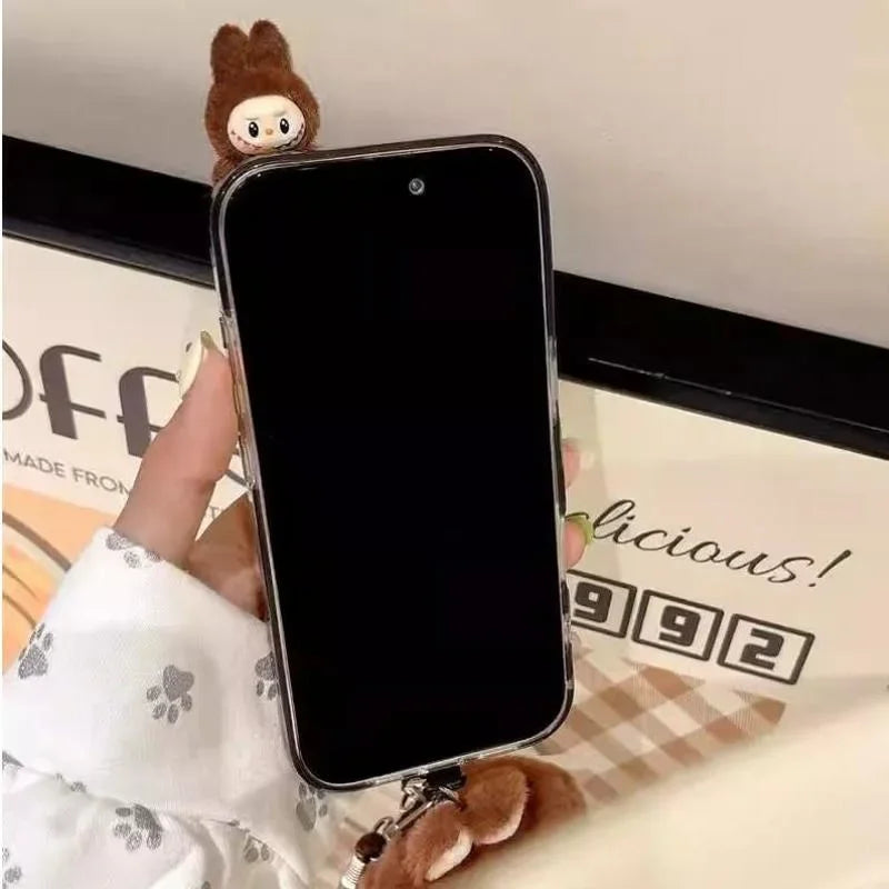 Cartoon Labubu Premium Silicone Phone Case for iPhone 16/15 pro Max/14/13 Cute Protective Cover Compatible with Multiple Models