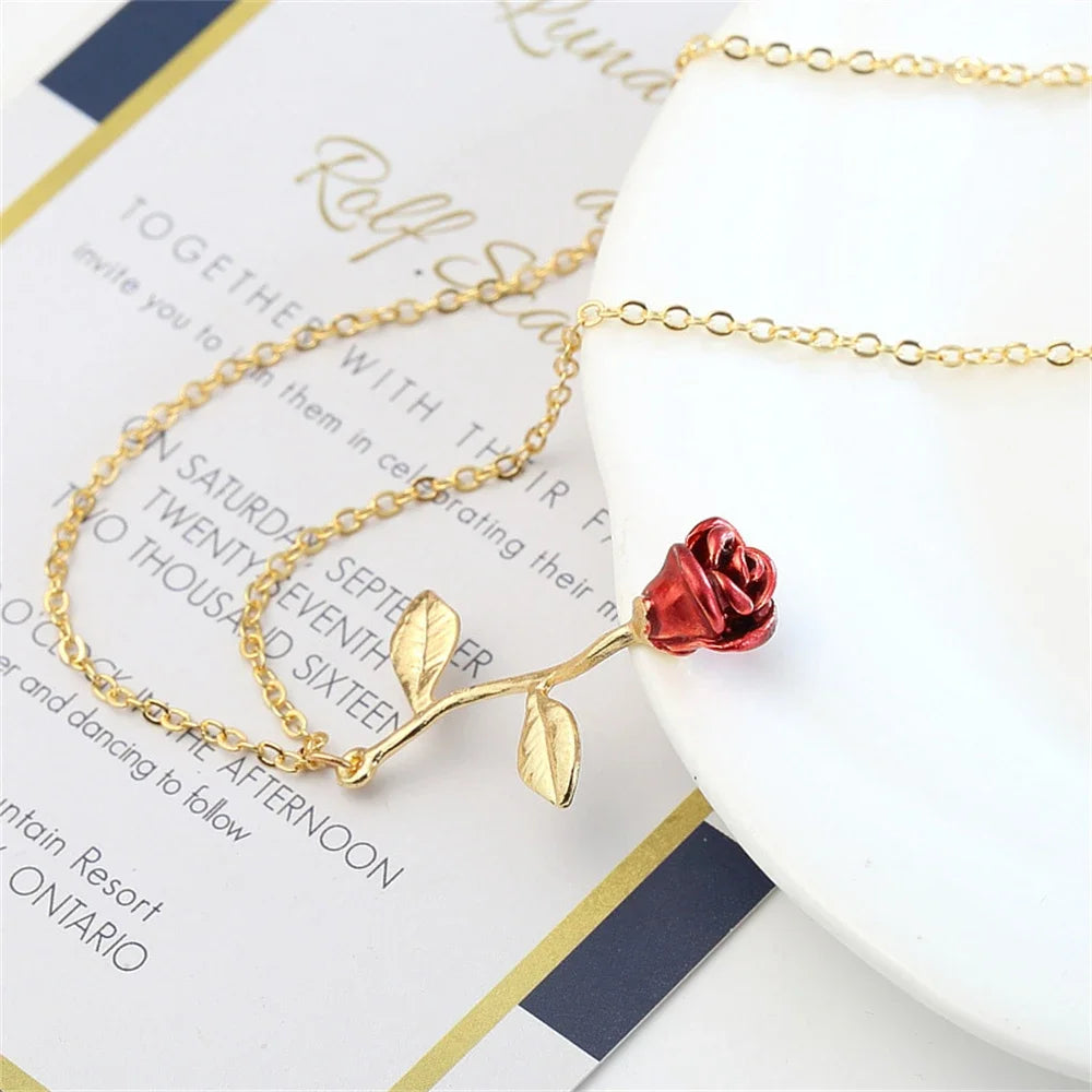 3D Rose Flower Necklace
