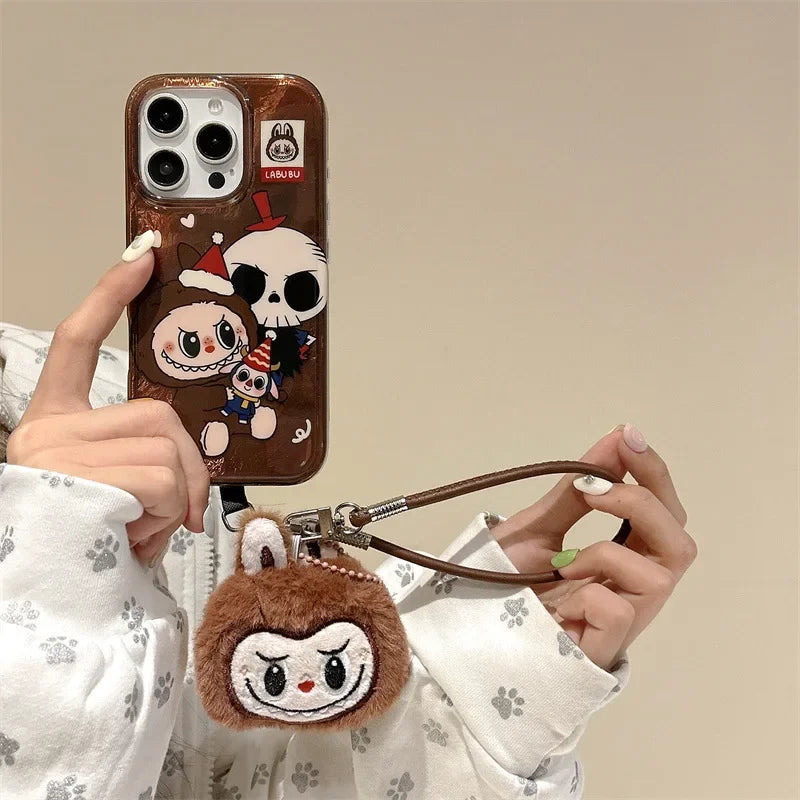 Cartoon Labubu Premium Silicone Phone Case for iPhone 16/15 pro Max/14/13 Cute Protective Cover Compatible with Multiple Models