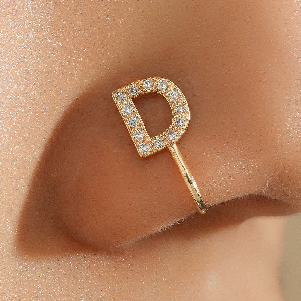 No Piercing Letter Nose Pin with Zircon – U Shape