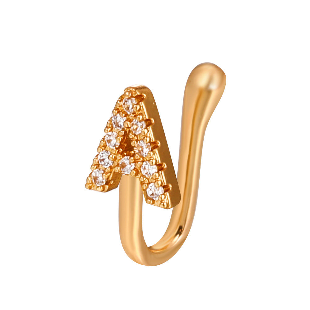 No Piercing Letter Nose Pin with Zircon – U Shape
