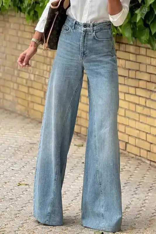 Dusk Blue Jeans - Acid Wash Extra Wide Leg High Waist