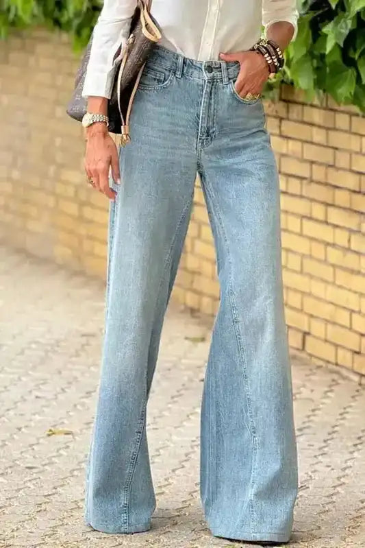 Dusk Blue Jeans - Acid Wash Extra Wide Leg High Waist