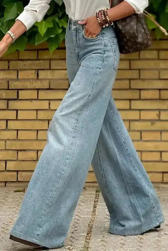 Dusk Blue Jeans - Acid Wash Extra Wide Leg High Waist