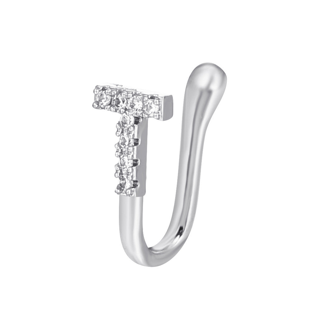 No Piercing Letter Nose Pin with Zircon – U Shape