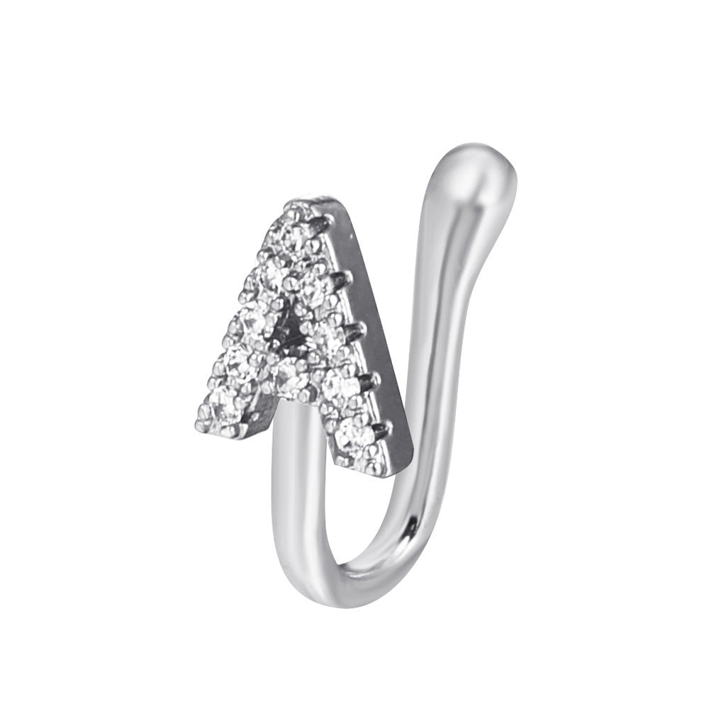 No Piercing Letter Nose Pin with Zircon – U Shape