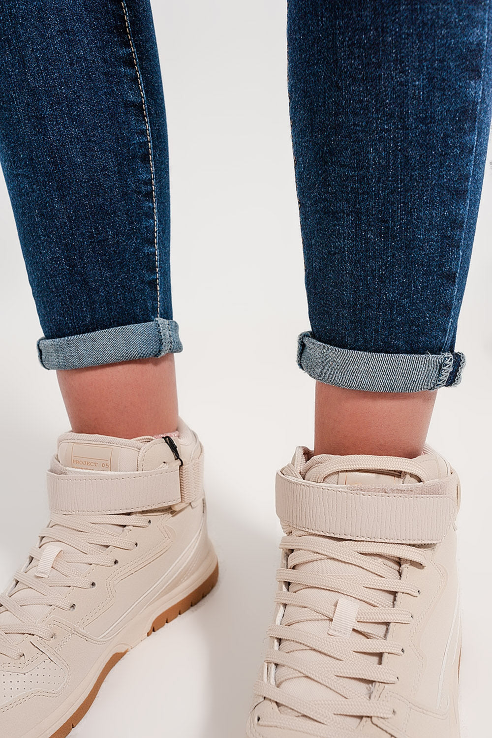 High Waist Push Up Skinny Fit Jeans in Dark Blue-2