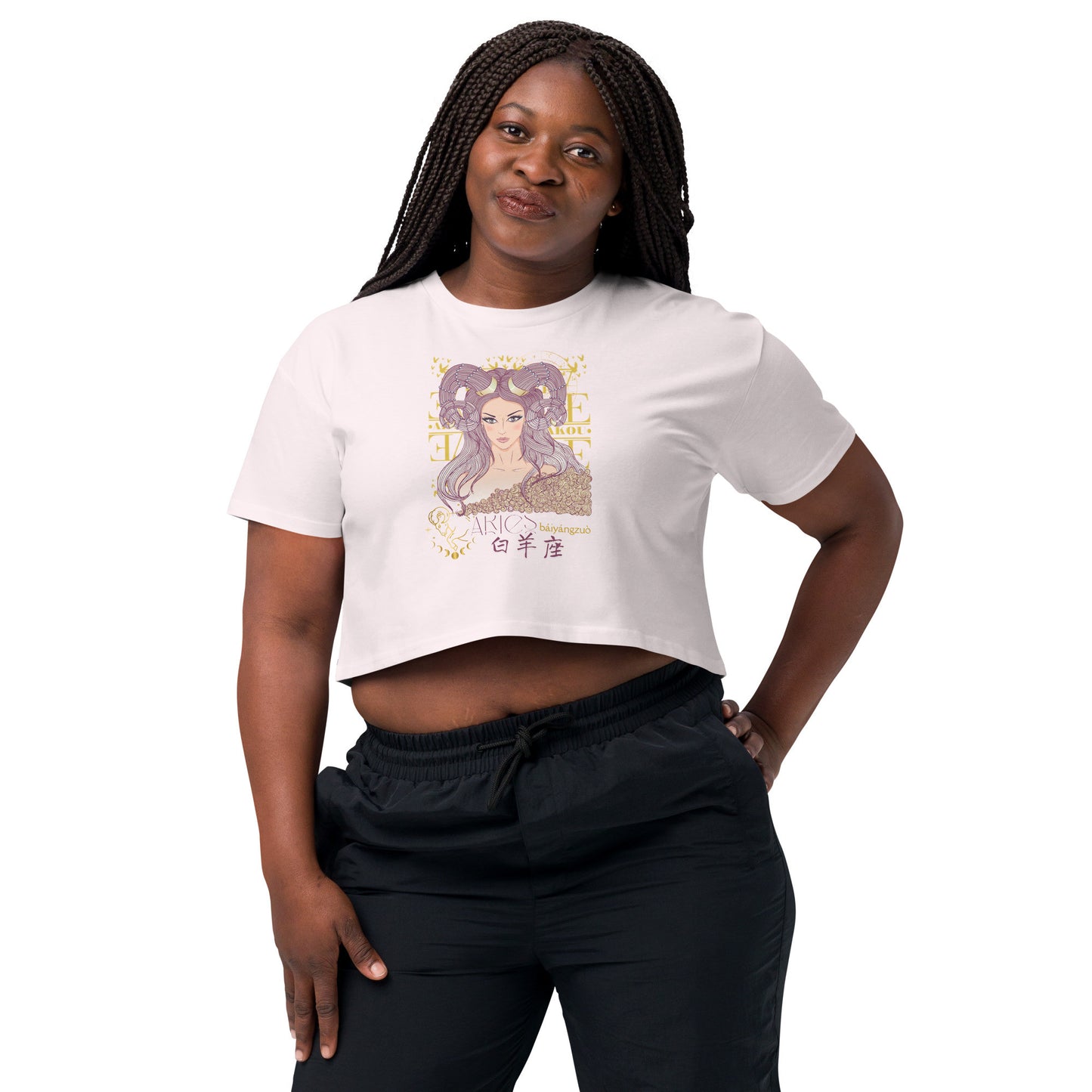 Aries Crop Top T-Shirt with Zodiac-4