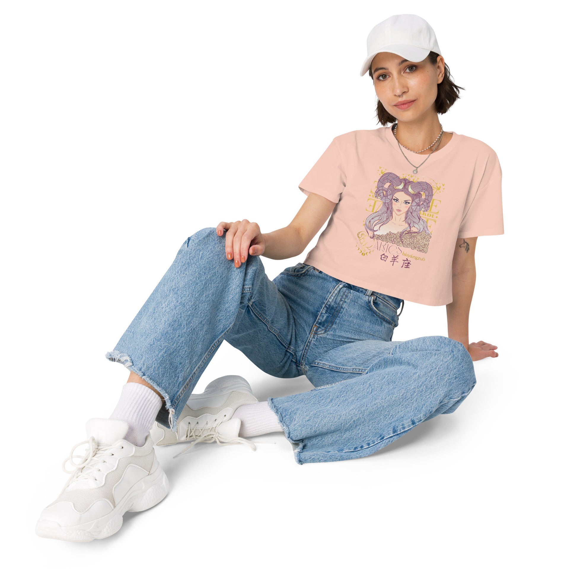 Aries Crop Top T-Shirt with Zodiac-1