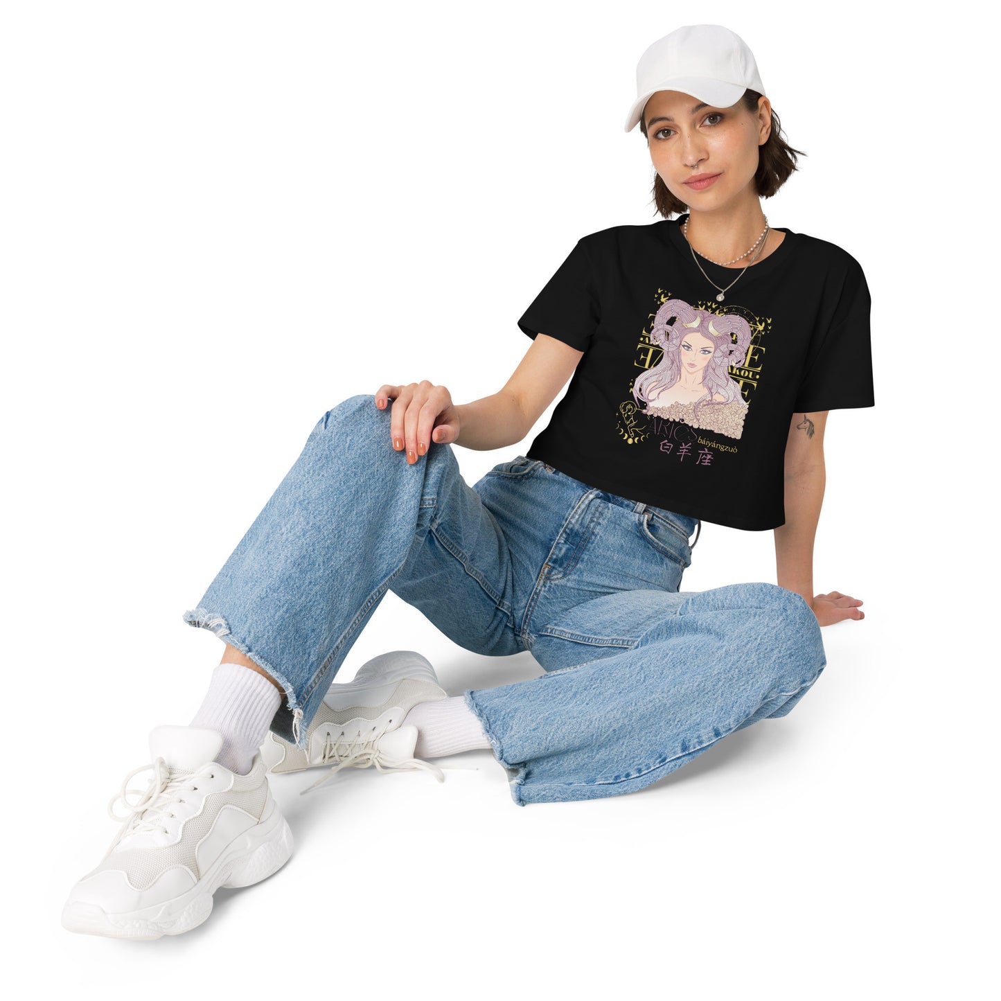 Aries Crop Top T-Shirt with Zodiac-2