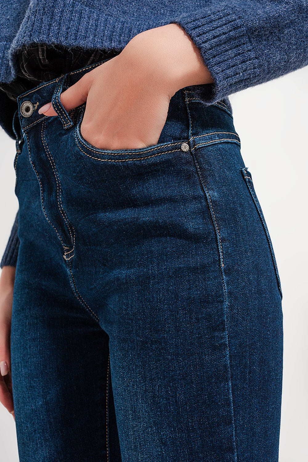High Waist Push Up Skinny Fit Jeans in Dark Blue-1