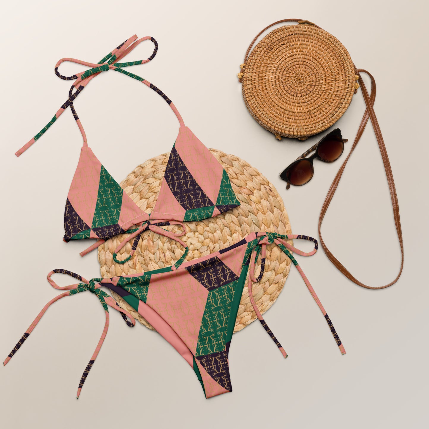 Evezeti abstract pattern  recycled string bikini set-2
