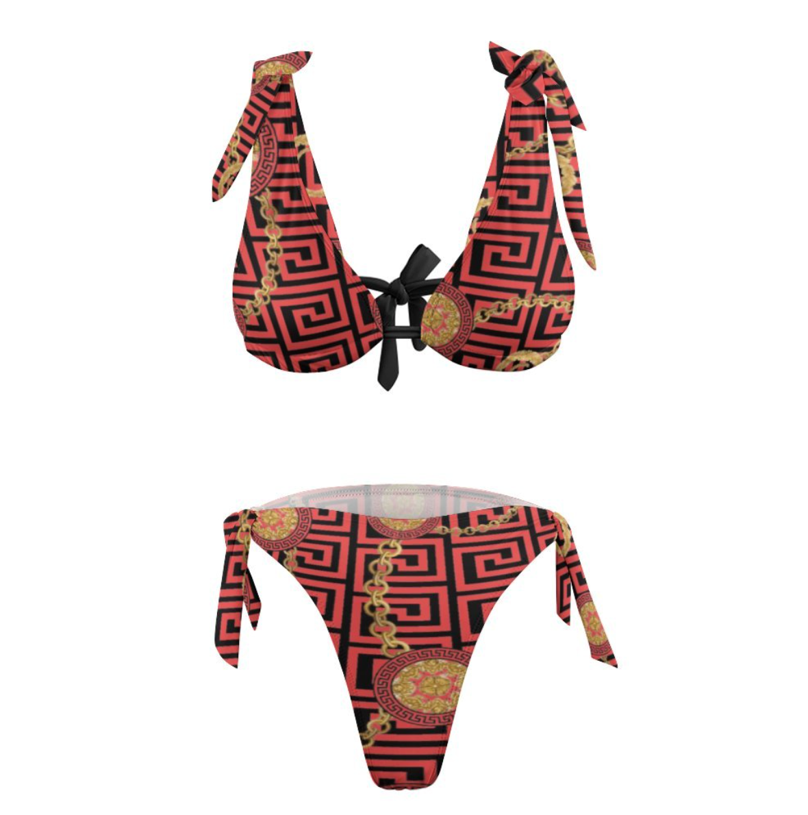 Bikini Greek Meander design with chic chains-7