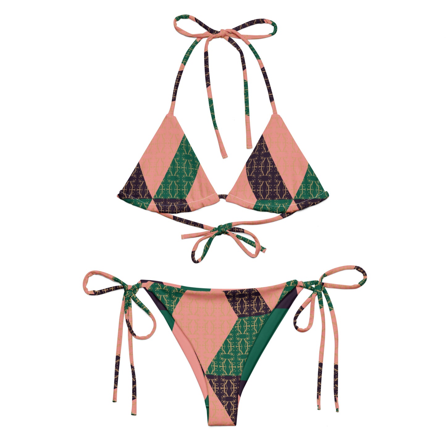 Evezeti abstract pattern  recycled string bikini set-10