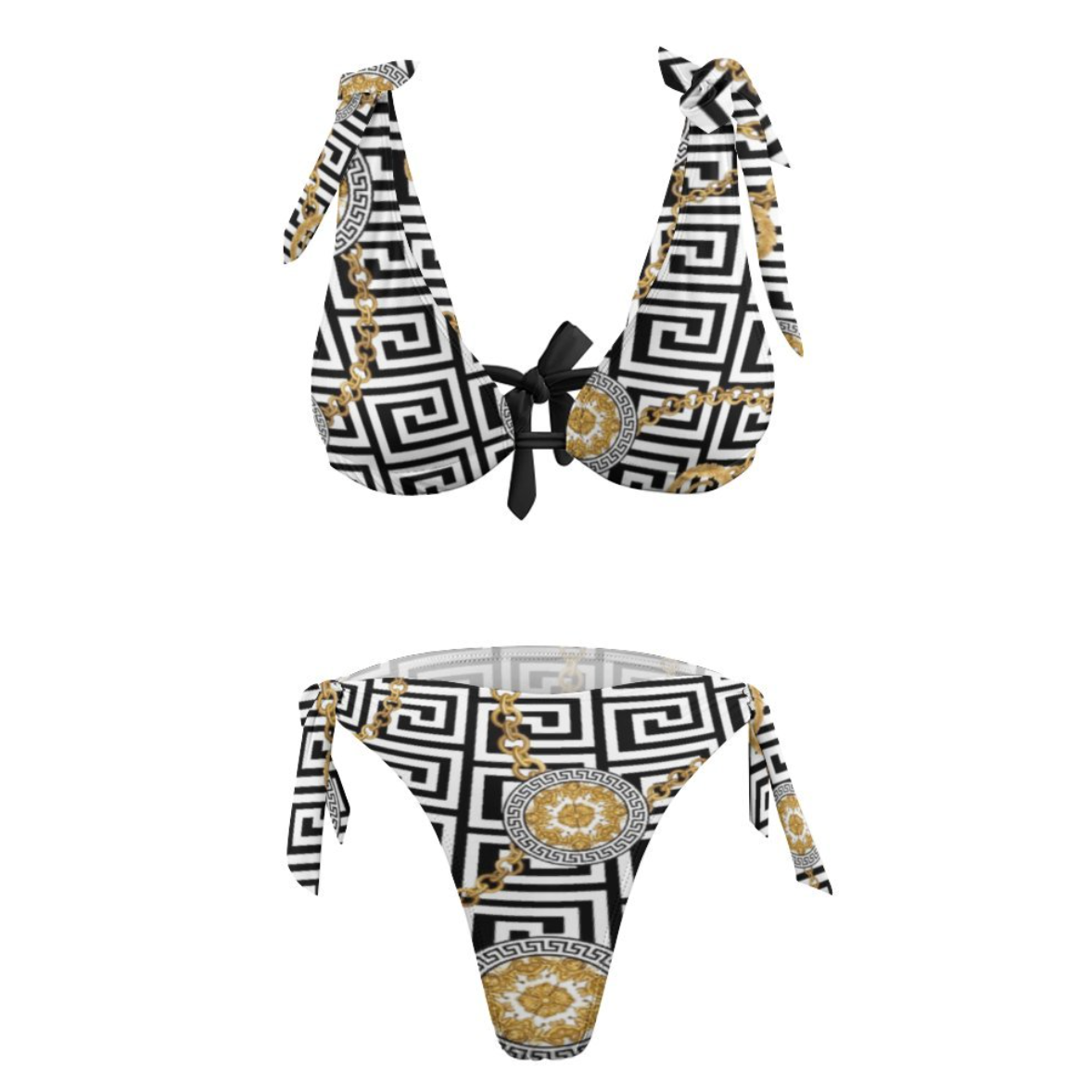 Bikini Greek Meander design with chic chains-5
