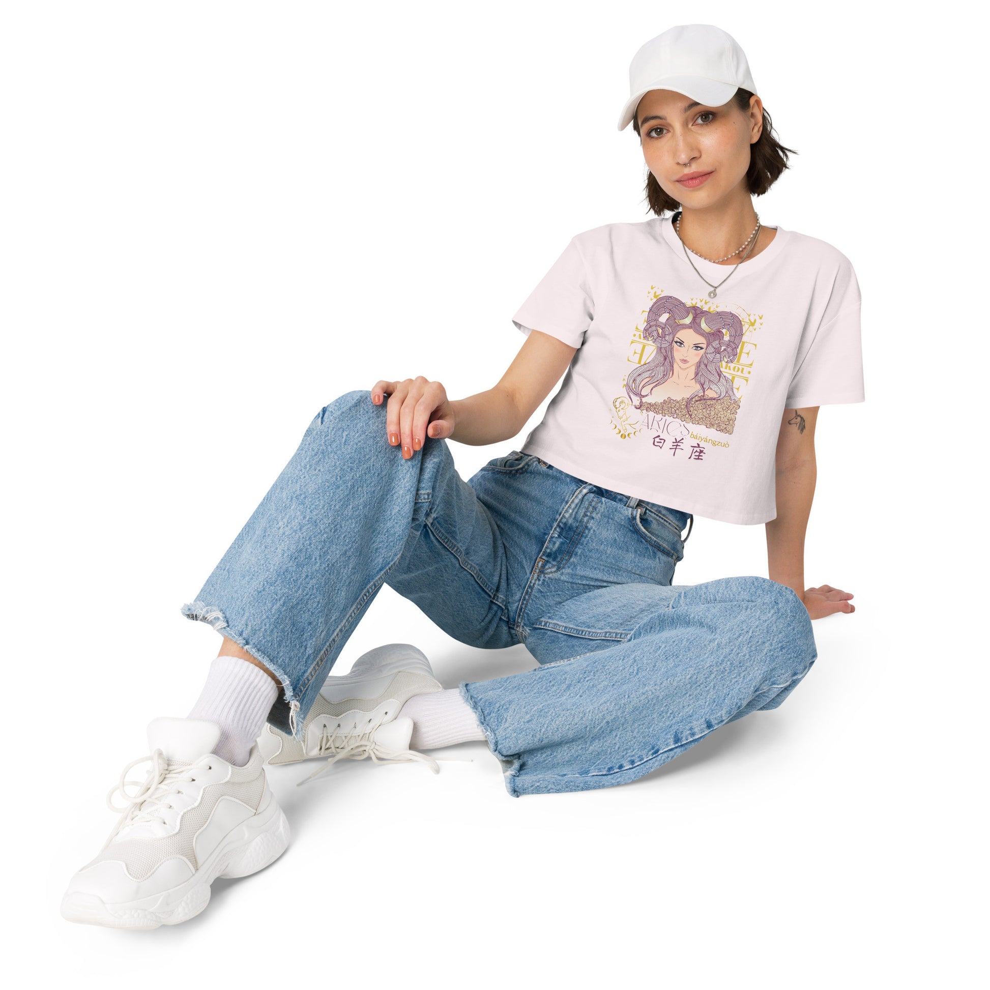 Aries Crop Top T-Shirt with Zodiac-12