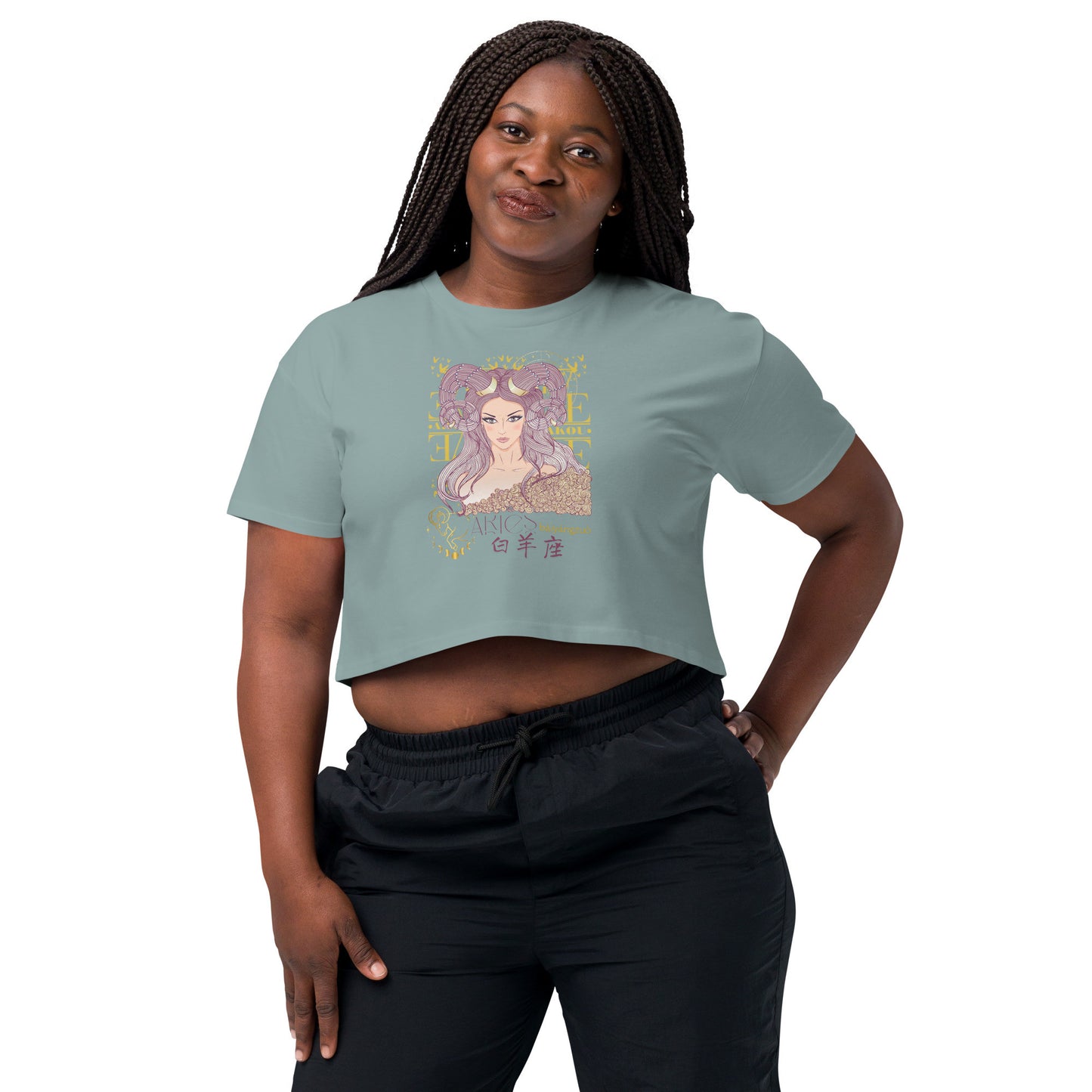 Aries Crop Top T-Shirt with Zodiac-5