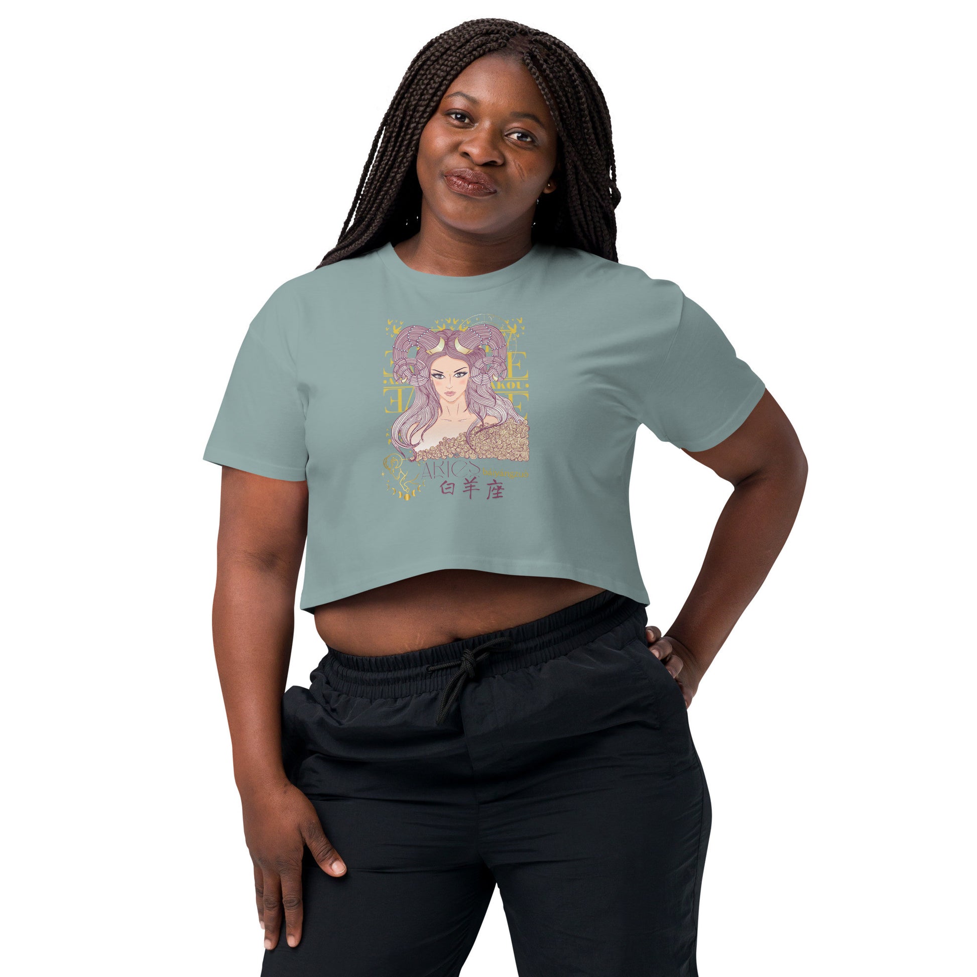 Aries Crop Top T-Shirt with Zodiac-5