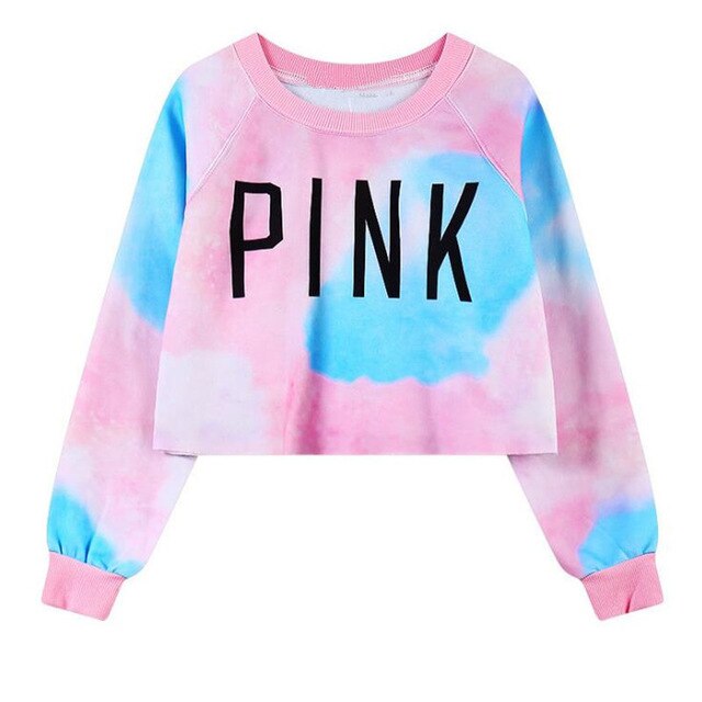 Women PINK Letters Printed Harajuku Long Sleeve Sweatshirt